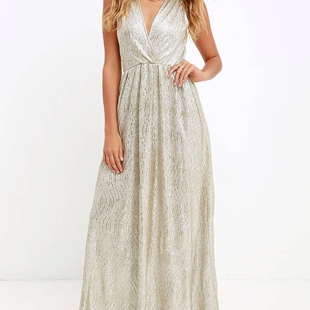 Lulus Gold Formal Maxi Dress